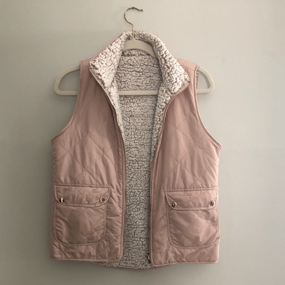 Reversible Pink Sherpa Vest SZ S